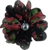 Jessidress Elastiekje Dames Haar elastiek met bloemen printen - Zwart