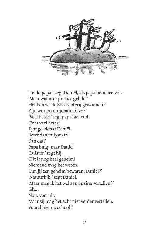 Pagina 9 met tekst over Daniël, zijn vader en de staatsloterij.