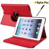 geschikt voor iPad Mini / Mini 1/2/3  rood 360 draai case hoes map + stylus