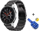 Metalen Armband Geschikt Voor Samsung Galaxy Watch 46 MM Horloge Band Strap - Schakel Polsband Strap RVS - Zwart