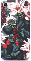 Bloemen Flower Cover | iPhone 7 | iPhone 8 | Hard case| Rood - Roze - Zwart hoesje