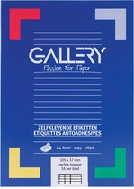 6x Gallery witte etiketten 105x37mm (bxh), rechte hoeken, doos a 1.600 etiketten