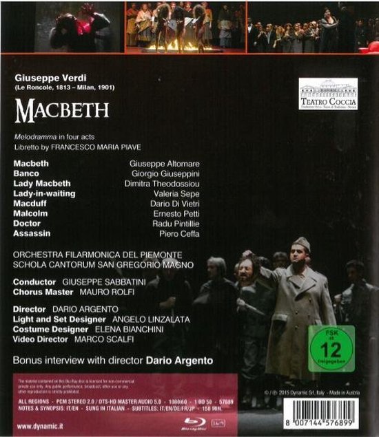 Macbeth Blu-ray met cast en crew, FSK 12 en barcode.