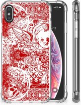 Geschikt voor iPhoneX | Xs TPU Hoesje Design Angel Skull Red