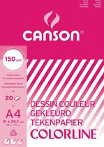 8x Canson gekleurd tekenpapier Colorline 21x29,7cm (A4)