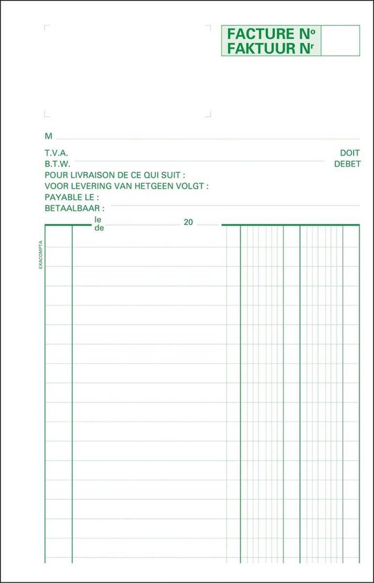Exacompta facturier, ft 29,7x21 cm, bilingue, dupli (50 x 2 feuilles)