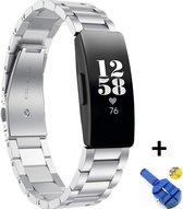 Metalen Armband Geschikt Voor Fitbit Inspire HR Horloge Band Strap - Schakel Polsband Strap RVS - Small/Large - Zilver Kleurig