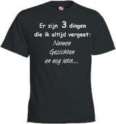 Mijncadeautje T-shirt - Er zijn 3 dingen die ik altijd vergeet - Unisex Zwart (maat XL)