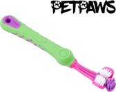 Petpaws - tandenborstel  voor honden - 3-voudige kop - Groen