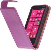 Polar Echt Lederen Nokia Lumia 620 Flipcase Hoesje Lila - Cover Flip Case Hoes