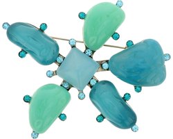 Behave - broche - blauwgroene stenen - statement accessoire - modetrend