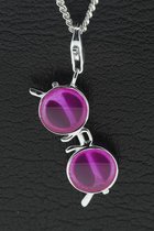 Zilveren Zonnebril met ronde glazen lila hanger én bedel