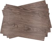 4x Placemat bruine hout print 45 cm - Placemats/onderleggers tafeldecoratie - Tafel dekken