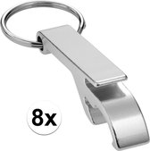 8x Flesopener sleutelhanger - zilver - opener