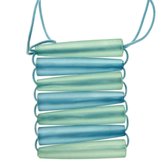 Lange turquoise ketting van touw met grote hanger