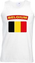 Belgie singlet shirt/ tanktop met Belgische vlag wit heren L