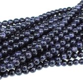 Natuurstenen kralen, Goldstone blauw, ronde kralen van 4mm. Verkocht per streng van ca. 40cm (ca. 93 kralen)