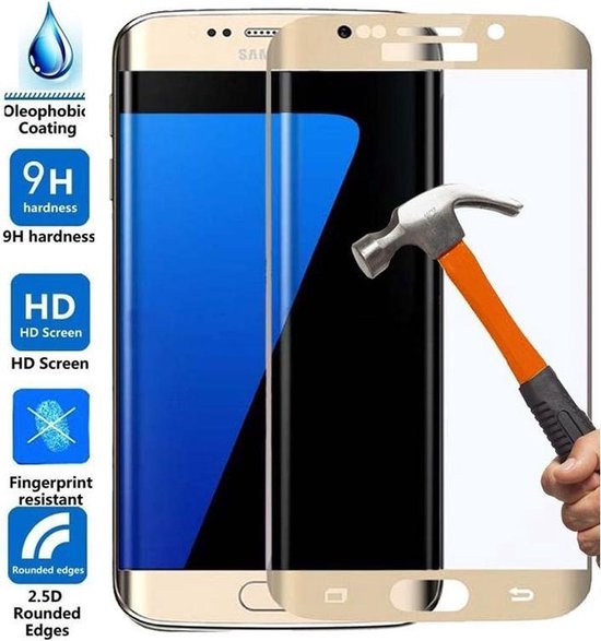 Continentaal Rang Acquiesce Full Cover Display Screenprotector Tempered Glass Samsung Galaxy S7 Edge  goud | bol.com
