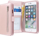 iPhone SE (2020)/8/7/6s/6 Bookcase hoesje - CaseBoutique - Effen Rose goud - Kunstleer - Met Rits Vakje Muntvakje