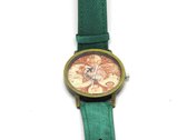 Horloge met wereldkaart en vliegtuig groen vintage