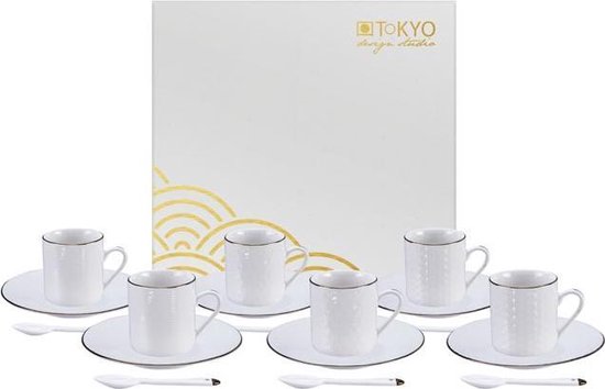 Foto: Tokyo design studio nippon white espresso serviesset 6 personen 18 stuks wit goud