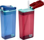 Drink in the Box Large - Rood en Blauw - Duo Pack - Twee Hervulbare Drinkpakjes - Stevig en Duurzaam - 2 x 35 cl
