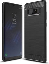 Geborsteld Hoesje geschikt voor Samsung Galaxy Note 8 Soft TPU Gel Siliconen Case Zwart iCall