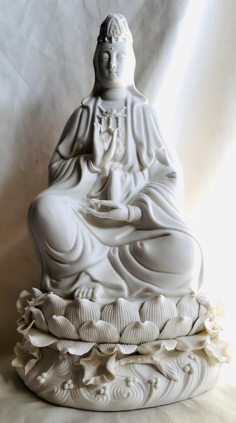 Kwan Yin -Guan Yin -boeddha - Porselein (zonder glazuur)-37cm-van Blanc de Chine