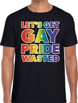 Lets get gay pride wasted t-shirt zwart voor heren 2XL