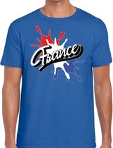 France/Frankrijk landen t-shirt spetter blauw voor heren - supporter/landen kleding Frankrijk XXL