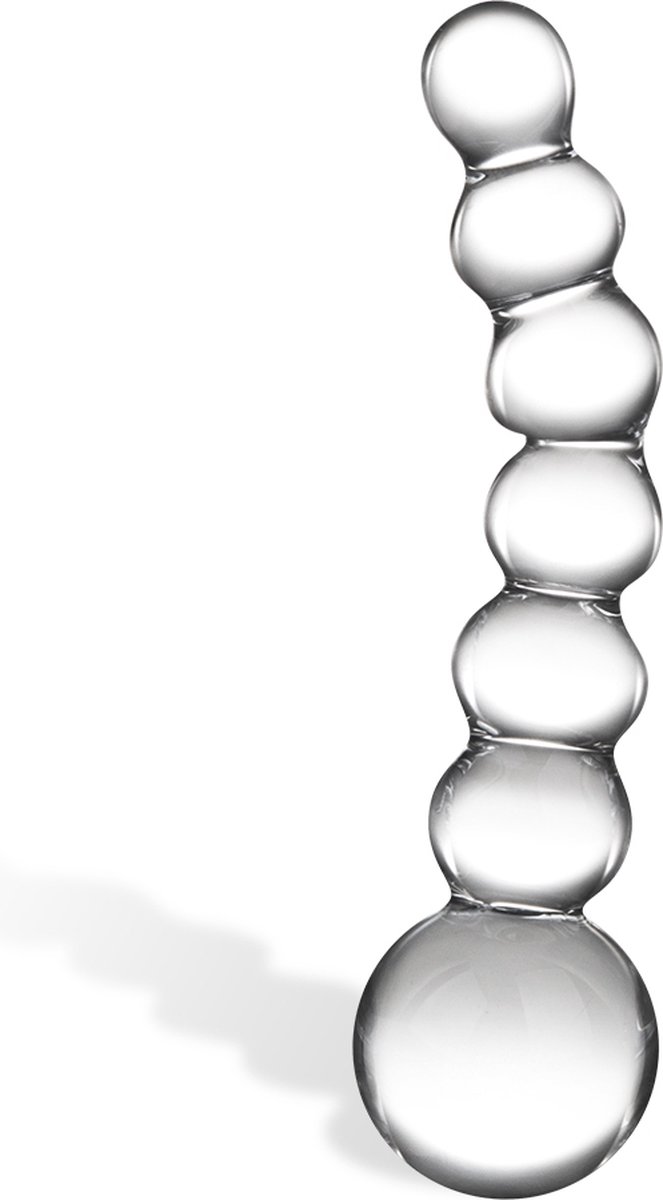 Goedkoopste Glas - Curved Glass Beaded Dildo