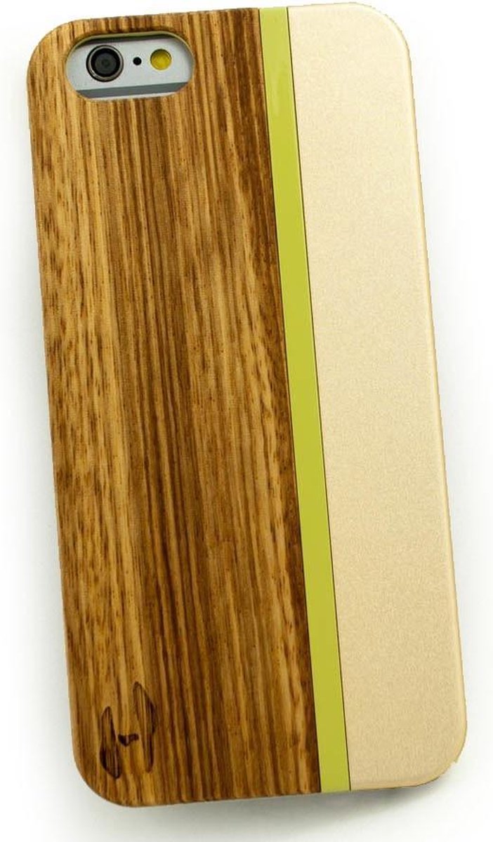 Houten hardcase, iPhone 6 -zebrano hout + champagne
