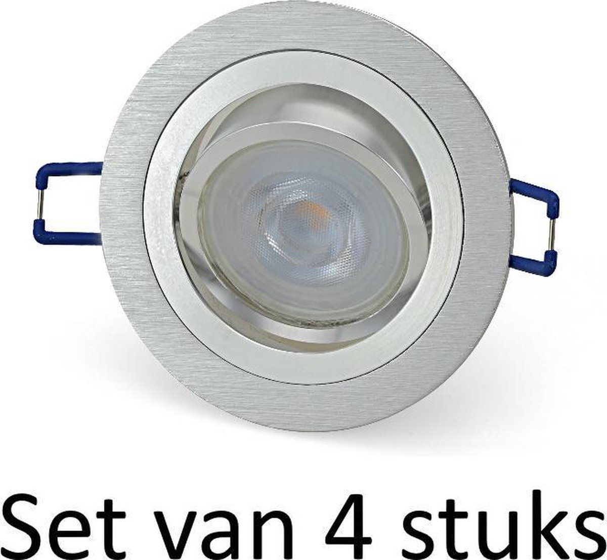 Dimbare Philips GU10 inbouwspot | Zilver rond | Set van 4 stuks