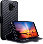 Samsung Galaxy A6 2018 Bookcase hoesje - CaseBoutique - Effen Zwart (Carbon-look) - Kunstleer