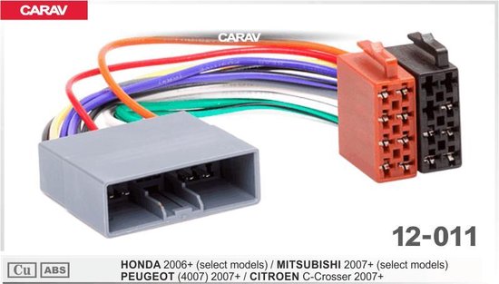 ansluitkabel stekker autoradio  Honda 2006 + / mitsubishi 2007+ peugeot 4007 2007+ citroen c-crosse 2007+ 12-011