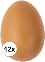 12x Plastic bruine eieren om te versieren 6 cm - hobby of deco materialen