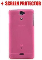 Silicone gel hoesje roze transparant Sony Xperia SP + screenprotector