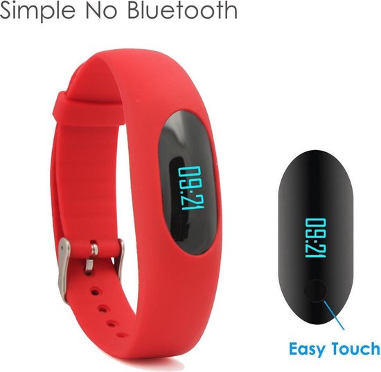 Fitness Tracker Nonbluetooth Watch Pedometer Polsband ''Rood''