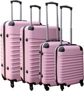 4 delige ABS lichtgewicht harde kofferset met cijferslot licht roze (228) Travelerz