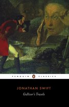 Pinguïn Classics, Gulliver's Travels van Jonathan Swift, met op de voorkant een schilderij van een man met bril en een man in rood.
