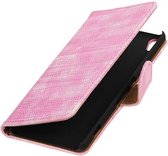 Hagedis Bookstyle Wallet Case Hoesjes Geschikt voor Sony Xperia XA Roze