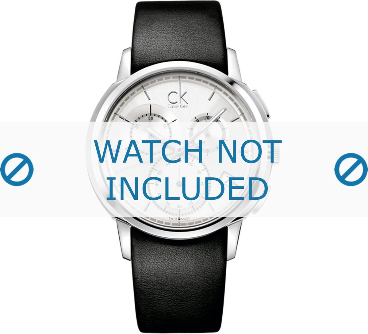 Horlogeband Calvin Klein K1V278 / K600000091 Leder Zwart 22mm | bol.com