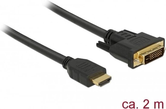Premium DVI-D Dual Link - HDMI kabel / zwart - 2 meter - Delock