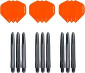 3 sets (9 stuks) Super Sterke Oranje Poly XS100 - flights - en 3 sets (9 stuks)  zwarte - shafts