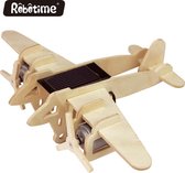 Robotime P330 Bomber houten speelgoed vliegtuig met zonnecel