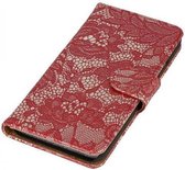 Lace Bookstyle Wallet Case Hoesjes voor Huawei Honor 3C Rood