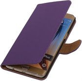 Effen Egaal Paars Hoesje - Samsung Galaxy S6 edge Plus - Book Case Wallet Cover Beschermhoes