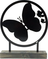 Staande decoratie - vlinder - antraciet/zwart - 35cm