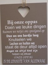 Tekstbord bij onze oppas bruin