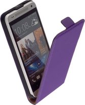 LELYCASE Flip Case Lederen Cover HTC One Mini Lila